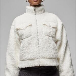 Nike Air Jordan Women’s Sherpa Fleece Jacket Cream | Cropped High Pile Loose Fit